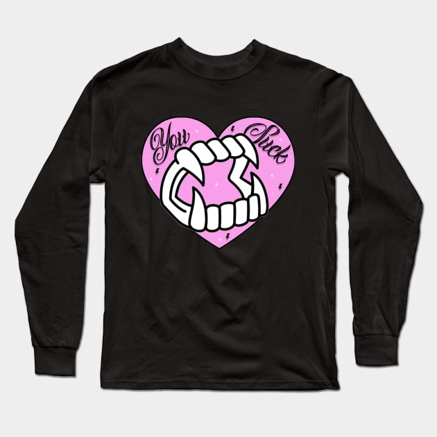 You Suck heart Long Sleeve T-Shirt by Rockadeadly